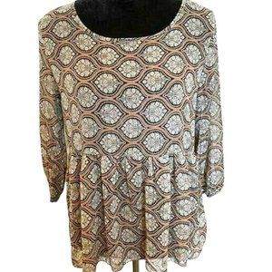 Tea N Rose Vtg. Boho Style Sheer Peplum Top S Y2K Forest Fairy Whimsigoth Hippie
